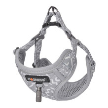 Gyvūnų reikmenys - Dogness Walking Set 1.5m Leash + Harness Nylon Mesh Light Gray