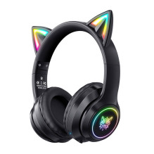 Belaidės ausinės - ONIKUMA B90 Bluetooth 5.0, integruotas mikrofonas, RGB kačių ausys, juoda