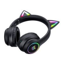 Belaidės ausinės - ONIKUMA B90 Bluetooth 5.0, integruotas mikrofonas, RGB kačių ausys, juoda