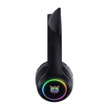 Belaidės ausinės - ONIKUMA B90 Bluetooth 5.0, integruotas mikrofonas, RGB kačių ausys, juoda