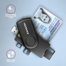 CARD READER USB-C+USB2.0 4SLOT / SMARTCARD CRE-SMP2A AXAGON