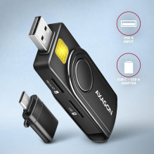 CARD READER USB-C+USB2.0 4SLOT / SMARTCARD CRE-SMP2A AXAGON