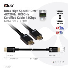 CABLE HDMI TO HDMI 1M / M / M CAC-1371 CLUB3D