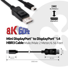 CABLE MINI DP TO DP 2M / M / M CAC-1115 CLUB3D