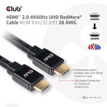 CLUB3D HDMI Į HDMI KABELIS 10M / M / M CAC-2313 CLUB3D HDMI Į HDMI KABELIS 10M / M / M CAC-2313