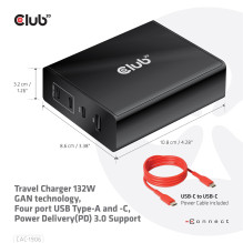 MOBILE TRAVEL CHARGER USB-C / 132W GAN CAC-1906 CLUB3D