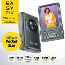 Easypix V48 kišeninis antracito spalvos fotoaparatas