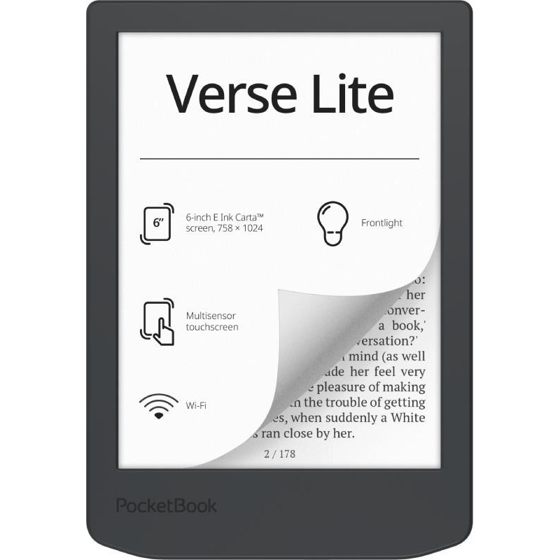E-Reader, POCKETBOOK, Verse Lite 619 6', 6", 1024x758, 1xUSB-C, Wireless LAN, Grey, PB619-T-WW