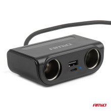 Rozdzielacz gniazda zapalniczki z ładowarką USB-C USB-A QC3.0 PD3.0 120W AMIO-04837