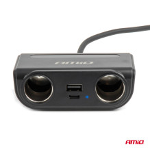 Rozdzielacz gniazda zapalniczki z ładowarką USB-C USB-A QC3.0 PD3.0 120W AMIO-04837