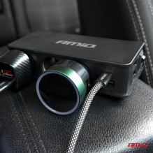 Rozdzielacz gniazda zapalniczki z ładowarką 3xUSB-A USB-C QC 3.0 PD 3.0. 148W AMIO-04836