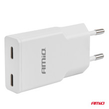 Ładowarka sieciowa 230V 30W GaN 2xUSB-C AMIO-04839