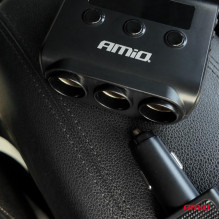 Rozgałęźnik gniazda zapalniczki z ładowarką 4xUSB-A QC3.0 PD 3.0 180 W AMIO-04835