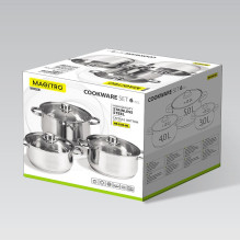 Indų rinkinys - Maestro MR-2020-6XL 3 nerūdijančio plieno puodai su stikliniais dangčiais