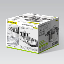 Indų rinkinys - Maestro MR-2020-6XL 3 nerūdijančio plieno puodai su stikliniais dangčiais