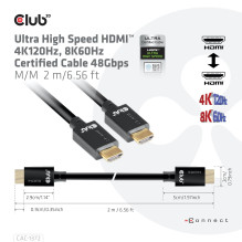 CABLE HDMI TO HDMI 2M / M / M CAC-1372 CLUB3D