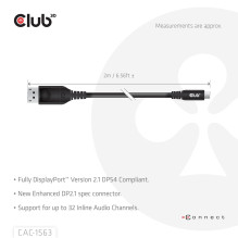 CABLE USB-C TO DP 2M / M / M CAC-1563 CLUB3D CABLE USB-C TO DP 2M / M / M CAC-1563 CLUB3D