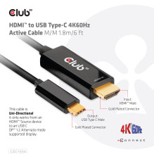 CLUB3D HDMI–USB-C KABELIS 1.8M / M / M CAC-1334 CLUB3D HDMI–USB-C KABELIS 1.8M / M / M CAC-1334