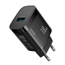 Joyroom JR-TF4 18W wall charger with 3A USB-A - USB-C 1m cable - black