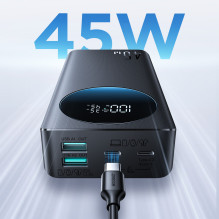 Powerbank Joyroom JR-PBF02 Pro 20000 mAh 45 W z wyświetlaczem cyfrowym 2x USB-A 2x USB-C - czarny