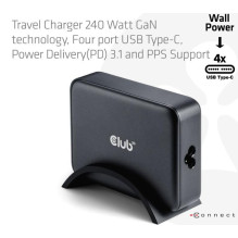 MOBILE CHARGER 4PORT / GAN 240W CAC-1918 CLUB3D