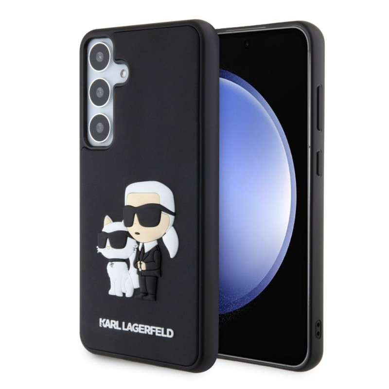 Karl Lagerfeld - Karl Lagerfeld 3D Rubber Karl and Choupette Case for Samsung Galaxy S24+ Black