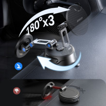 Joyroom JR-ZS51 magnetic car holder with suction cup for windshield or dashboard - black