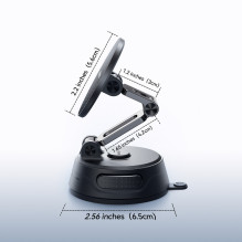 Joyroom JR-ZS51 magnetic car holder with suction cup for windshield or dashboard - black