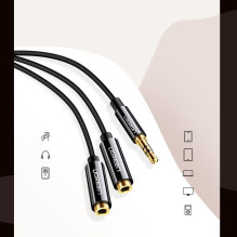 Ugreen cable 3.5 mm headphone splitter mini jack AUX 25cm black (20816) Black Ugreen cable 3.5 mm headphone splitter mini jack AUX 25cm black (20816) Black