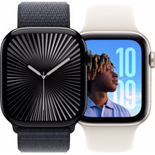 „Apple Watch SE“ (2024) 44 mm sidabrinis / džinsinis dirželis – S / M