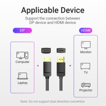 CABLE DP TO HDMI 2M / BLACK HADBH VENTION