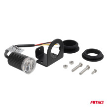 Lampa ostrzegawcza okrągła pomarańczowa LED R65 12V 24V 12W AMIO-04864