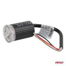 Lampa ostrzegawcza okrągła pomarańczowa LED R65 12V 24V 12W AMIO-04864