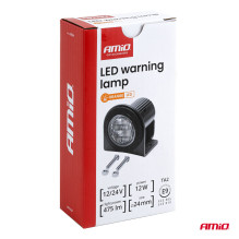 Lampa ostrzegawcza okrągła pomarańczowa LED R65 12V 24V 12W AMIO-04864