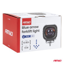Oświetlenie bezpieczeństwa "strzałka aktywna" niebieskie do wózków widłowych 15W 10-80V AMIO-04866