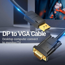 CABLE DP TO VGA 2M / BLACK HBLBH VENTION