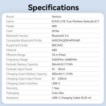 HEADSET WRL ECHO LITE E11 / WHITE NBVW0 VENTION