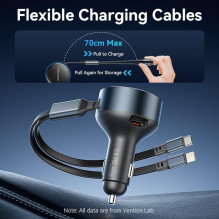 MOBILE CHARGER CAR USB / 3P BLACK FFOB0 VENTION