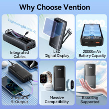 POWER BANK USB 20000MAH 22.5W / BLACK FHPB0 VENTION