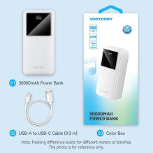 POWER BANK USB 30000MAH 22.5W / BLACK FHMB0 VENTION