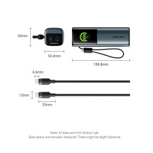POWER BANK USB 20000MAH 165W / GRAY TFT DISPLAY FKFH0 VENTION