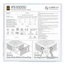 Power Supply, LIAN LI, EDGE GOLD 1000, ATX, 100 - 240 V, 1000 W, G9P.RS1000G.WH00.EU