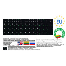 Keyboard stickers, Keyboard stickers, Наклейки на клавиатура - EN-US / LT / RU - 11.8 mm x 11.8 mm, 0.46 in x 0.46 in - 