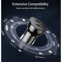 Charger CHOETECH 2xUSB-C: 12-24V, 40W, QC3.0+ PD Charger CHOETECH 2xUSB-C: 12-24V, 40W, QC3.0+ PD