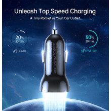 Kroviklis CHOETECH 2xUSB-C: 12-24V, 40W, QC3.0+ PD