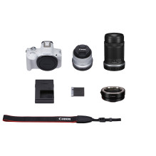 Canon EOS R50 + RF-S 18-45mm IS STM (White) + RF-S 55-210mm IS STM + Mount Adapter EF-EOS R