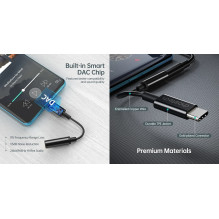 Adapter CHOETECH USB Type-C (M) - headphone jack 3.5mm (F)