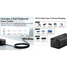Kroviklis BASEUS GaN 2x USB-C, USB-A, HDMI 4K, 67W, PPS, PD, QC, USB4