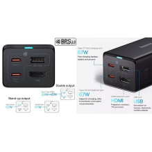 Kroviklis BASEUS GaN 2x USB-C, USB-A, HDMI 4K, 67W, PPS, PD, QC, USB4