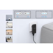 Travel charger CHOETECH GaN USB-C, USB-A: 67W, PD Travel charger CHOETECH GaN USB-C, USB-A: 67W, PD